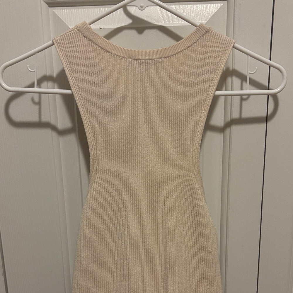 Express Cream Ribbed Midi Dress - Picture 8 of 8